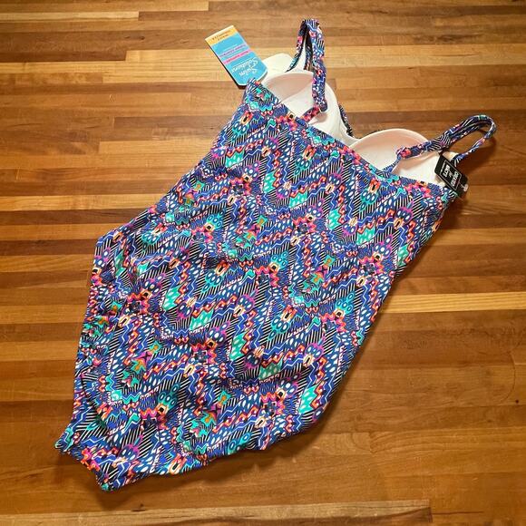 Swim Solutions Women's Tummy-Control Shirred One-Piece Swimsuit,12 - Picture 8 of 12